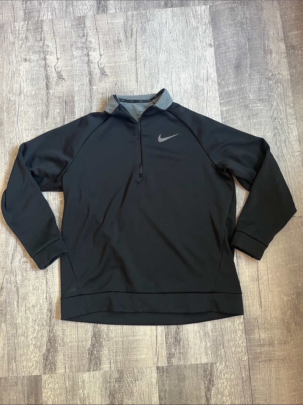 Nike Black 1/4 Zip Fleece Lined Dri Fit Pullover